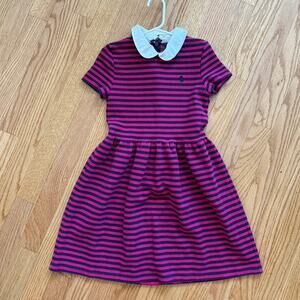 Polo Ralph Lauren Summer Stripped Cotton Dress Girls Preppy Peter Pan Collar 8us